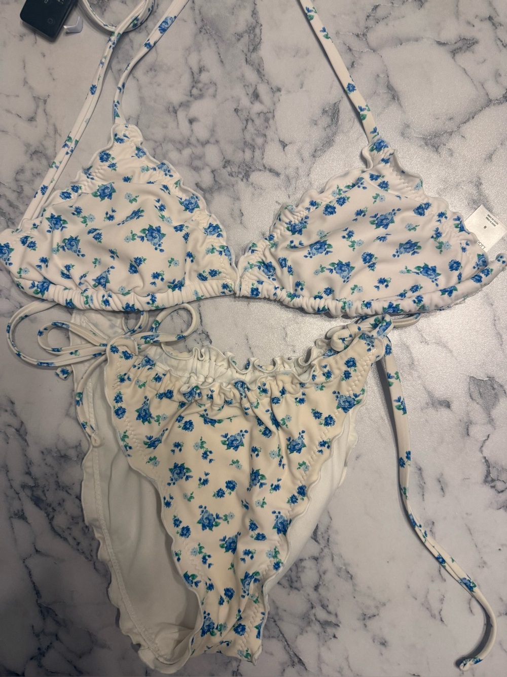 Target wild fable White floral bikini swimsuit size small bottom medium